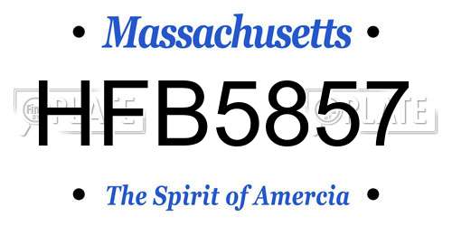 HFB5857 Massachusetts License Plate