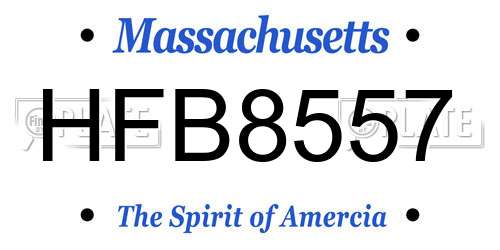 HFB8557 Massachusetts License Plate