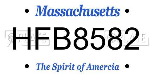 HFB8582 Massachusetts License Plate