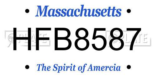 HFB8587 Massachusetts License Plate