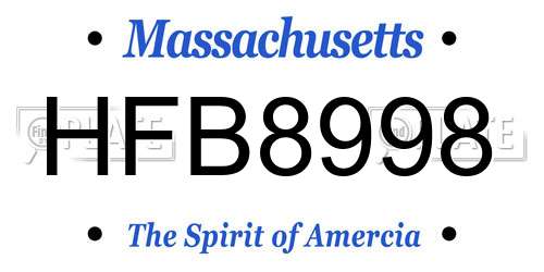 HFB8998 Massachusetts License Plate