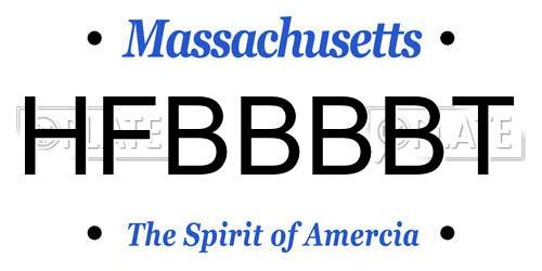 HFBBBBT Massachusetts License Plate