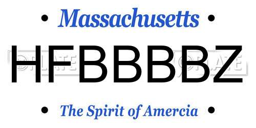 HFBBBBZ Massachusetts License Plate