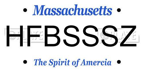 HFBSSSZ Massachusetts License Plate