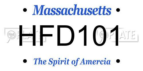 HFD101 Massachusetts License Plate