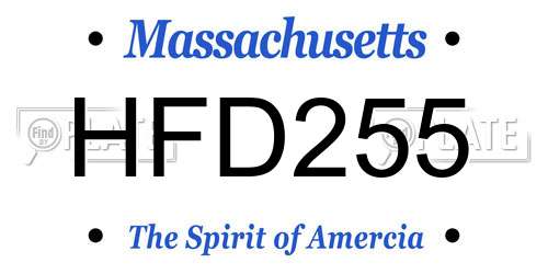 HFD255 Massachusetts License Plate