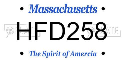 HFD258 Massachusetts License Plate