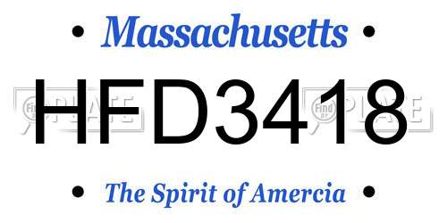 HFD3418 Massachusetts License Plate