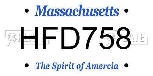 HFD758 Massachusetts License Plate