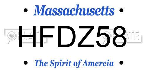 HFDZ58 Massachusetts License Plate