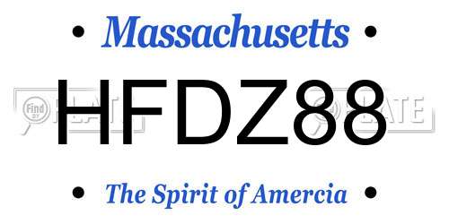 HFDZ88 Massachusetts License Plate