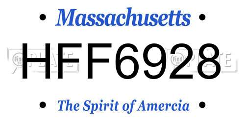 HFF6928 Massachusetts License Plate