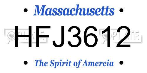 HFJ3612 Massachusetts License Plate