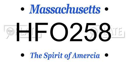 HFO258 Massachusetts License Plate