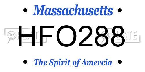 HFO288 Massachusetts License Plate