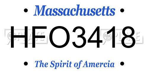 HFO3418 Massachusetts License Plate