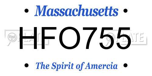 HFO755 Massachusetts License Plate
