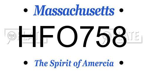 HFO758 Massachusetts License Plate