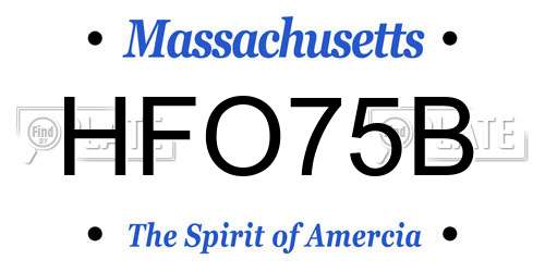 HFO75B Massachusetts License Plate