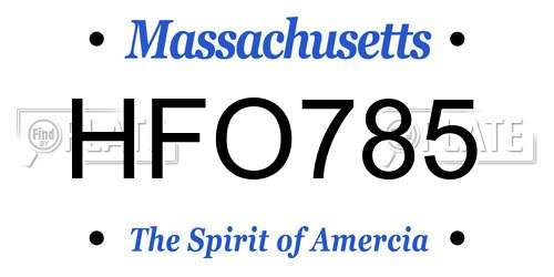 HFO785 Massachusetts License Plate