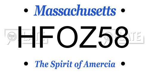 HFOZ58 Massachusetts License Plate