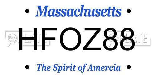 HFOZ88 Massachusetts License Plate