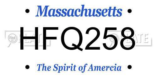 HFQ258 Massachusetts License Plate
