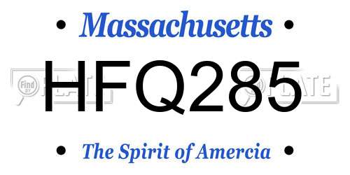 HFQ285 Massachusetts License Plate