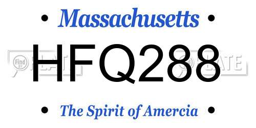 HFQ288 Massachusetts License Plate