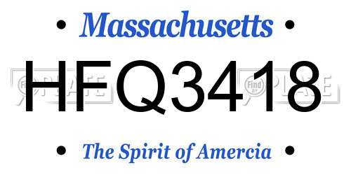 HFQ3418 Massachusetts License Plate