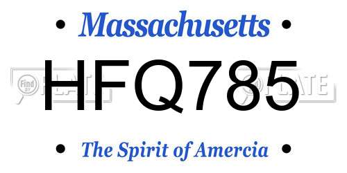 HFQ785 Massachusetts License Plate