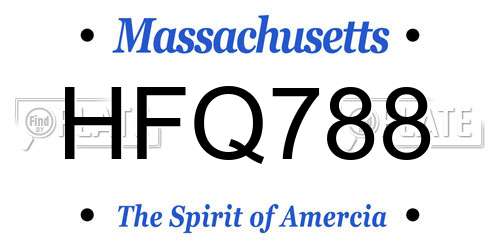HFQ788 Massachusetts License Plate