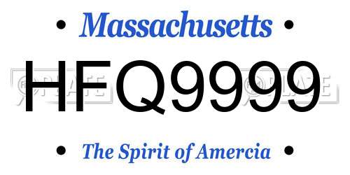 HFQ9999 Massachusetts License Plate