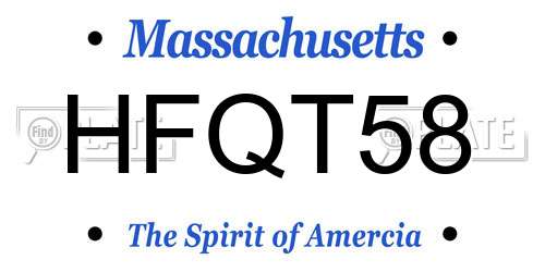 HFQT58 Massachusetts License Plate