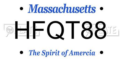 HFQT88 Massachusetts License Plate