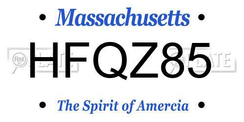 HFQZ85 Massachusetts License Plate