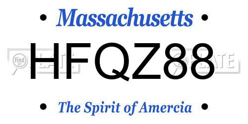 HFQZ88 Massachusetts License Plate