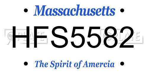 HFS5582 Massachusetts License Plate