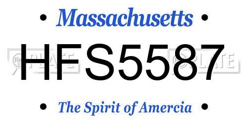 HFS5587 Massachusetts License Plate