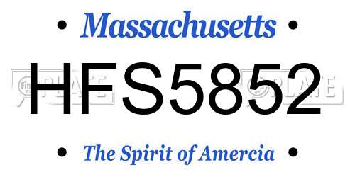 HFS5852 Massachusetts License Plate