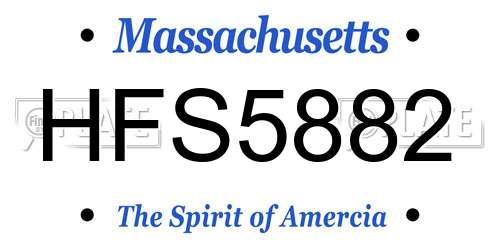 HFS5882 Massachusetts License Plate