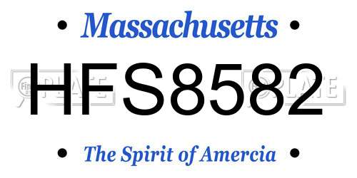HFS8582 Massachusetts License Plate