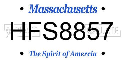 HFS8857 Massachusetts License Plate