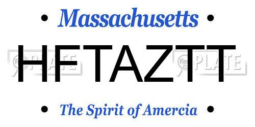 HFTAZTT Massachusetts License Plate
