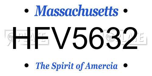 HFV5632 Massachusetts License Plate