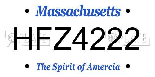 HFZ4222 Massachusetts License Plate