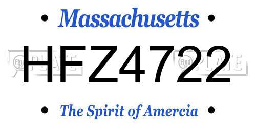 HFZ4722 Massachusetts License Plate