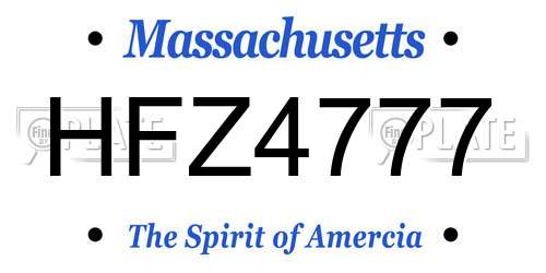 HFZ4777 Massachusetts License Plate