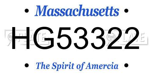 HG53322 Massachusetts License Plate