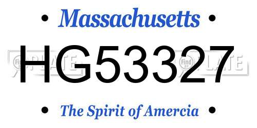 HG53327 Massachusetts License Plate